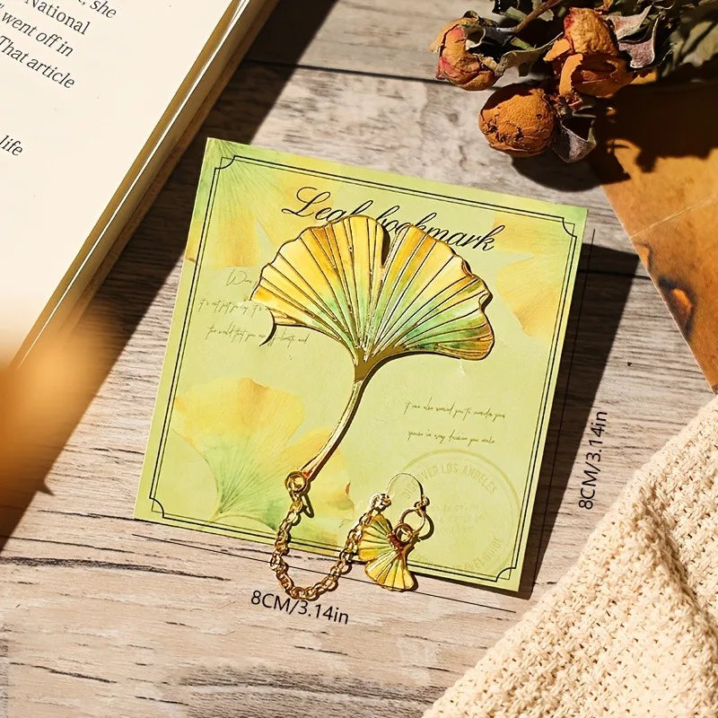 1 Pcs Vintage Leaf Bookmark With Metal Pendant Reading Accessory Gift for Book Lovers Student Teacher Writer