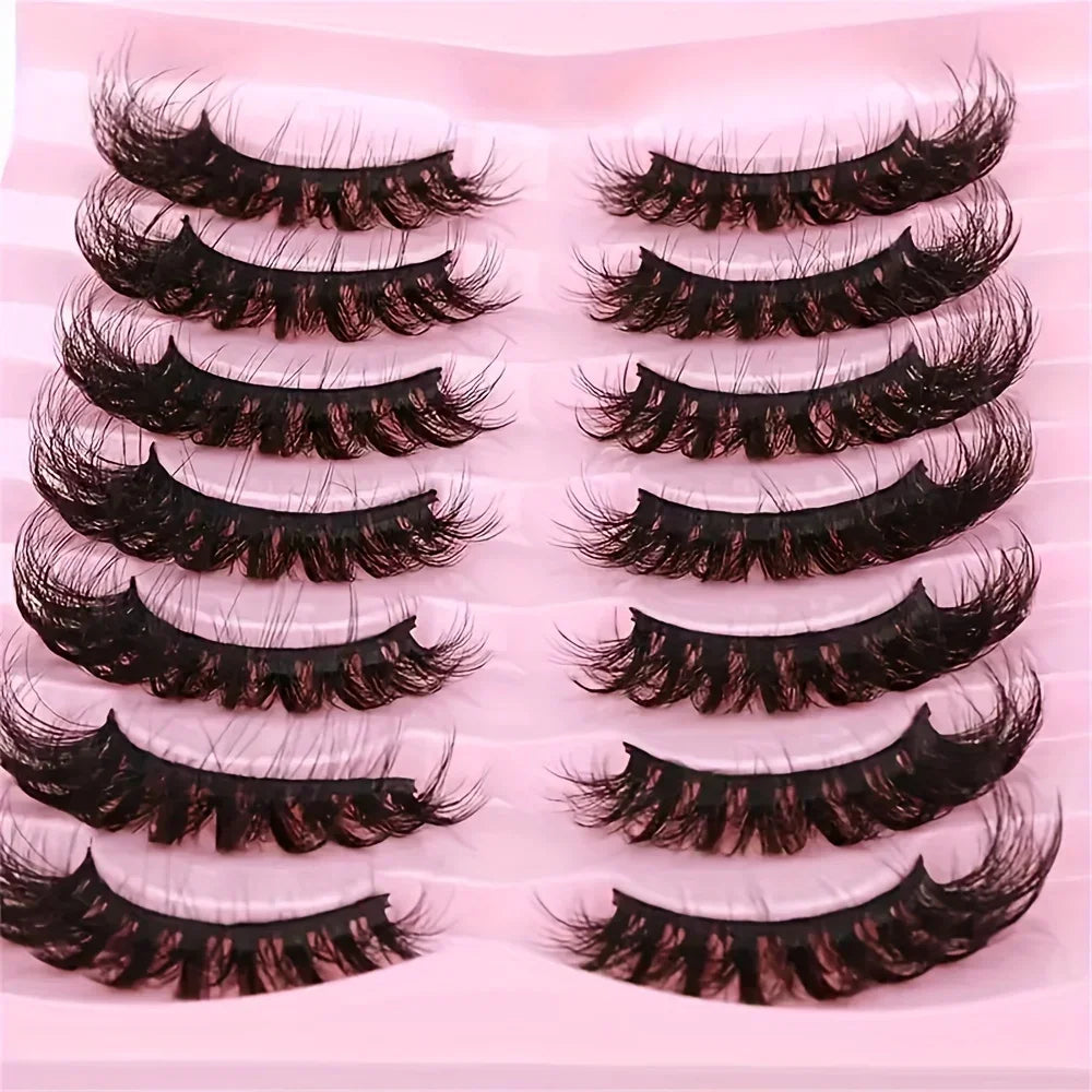 7 Pairs Lashes Fluffy Cat Eye Lashes Wispy 6D Volume False Eyelashes Soft Curly Fake Lashes For Daily Party Festival Makeup Use