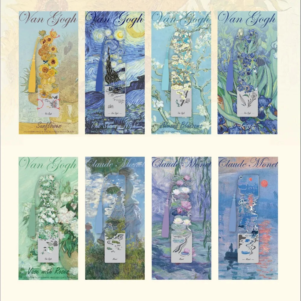 Floral Painting Hollow Metal Bookmark - Aesthetic Book Page Clip, Student Reading Mark Accessories & Stationery Gifts