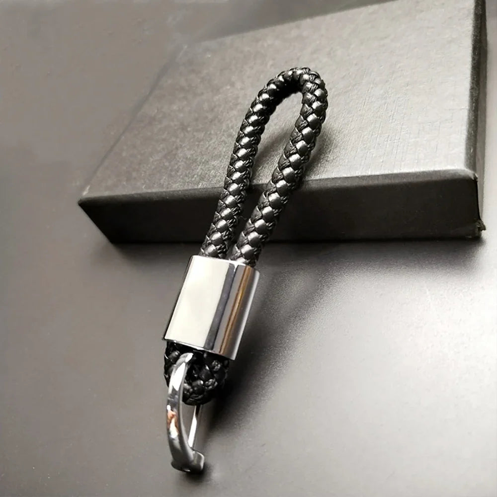 Hand-woven Leather Car Key Ring | Premium Rope Keychain for Men and Women