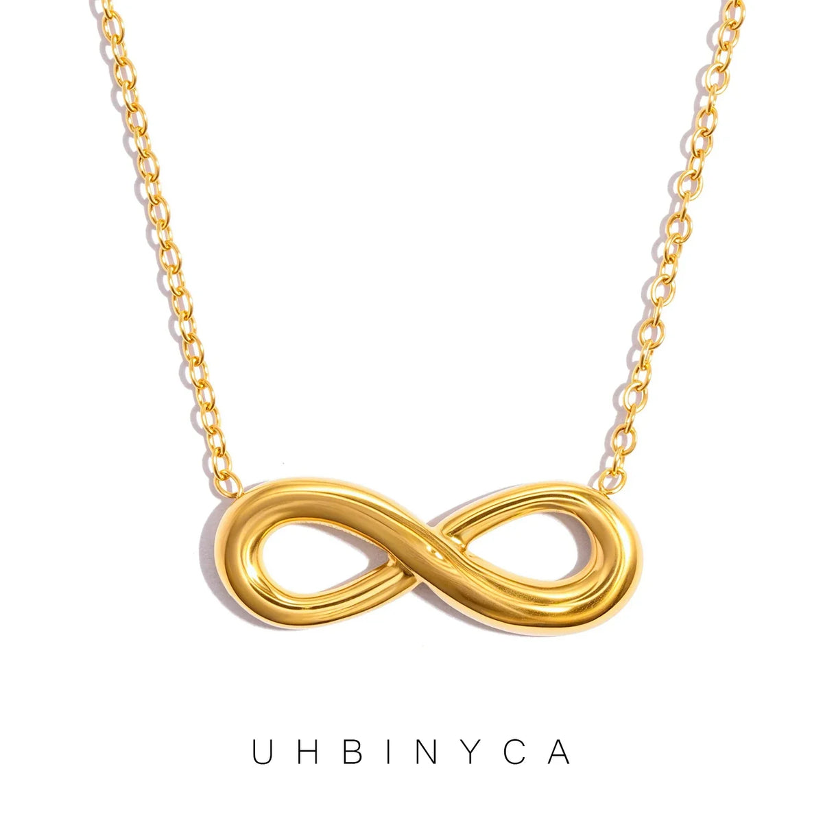 Minimalist Infinity Necklace - 18K Gold Plated Stainless Steel, Love Freedom Pendant for Women Everyday