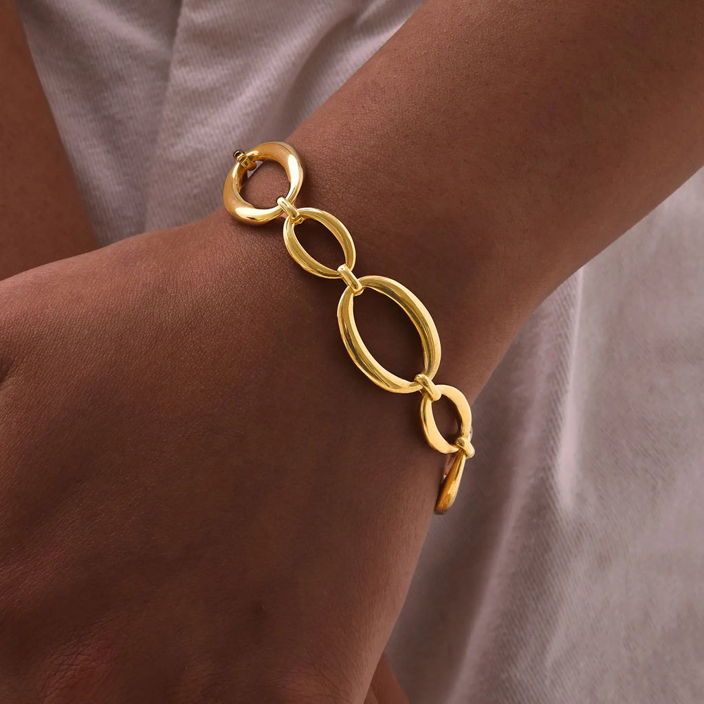 Elliptical Chain Bracelet for Women | Handmade Stainless Steel Jewelry