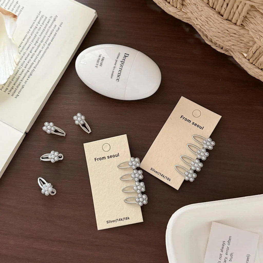 High Quality Small Pearl Flower Hair Clip for Front Bangs Korean Elegant Side Clip Women Daily Office New Hair Clips for Women