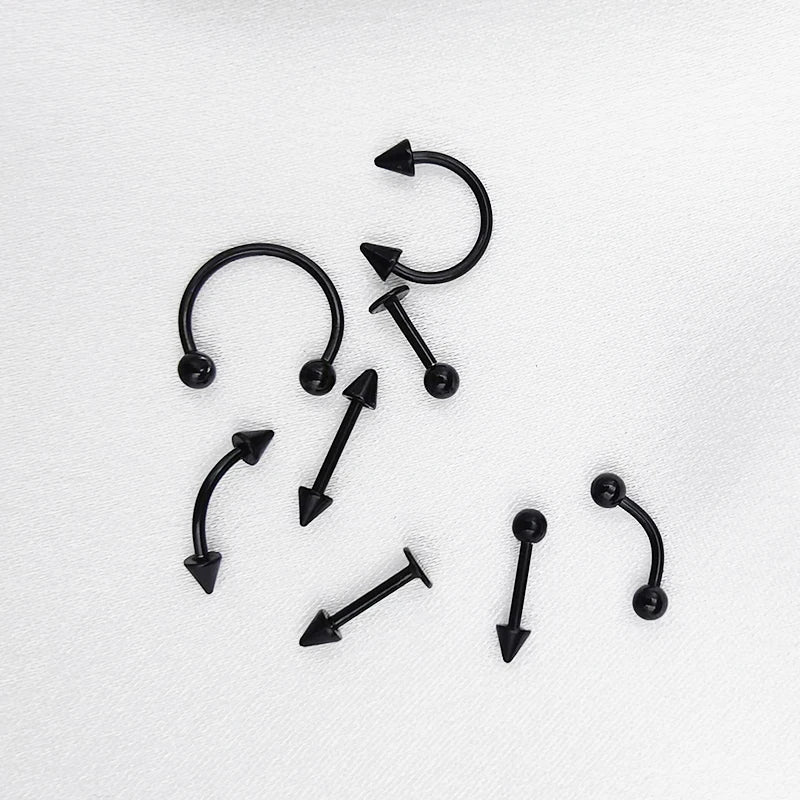 8PCS/Set Fashion Piercing Set Eyebrow Bar Lip Tongue Nose Pircing Stainless Steel Ear Studs Stainless Steel Mixed Body Jewelry