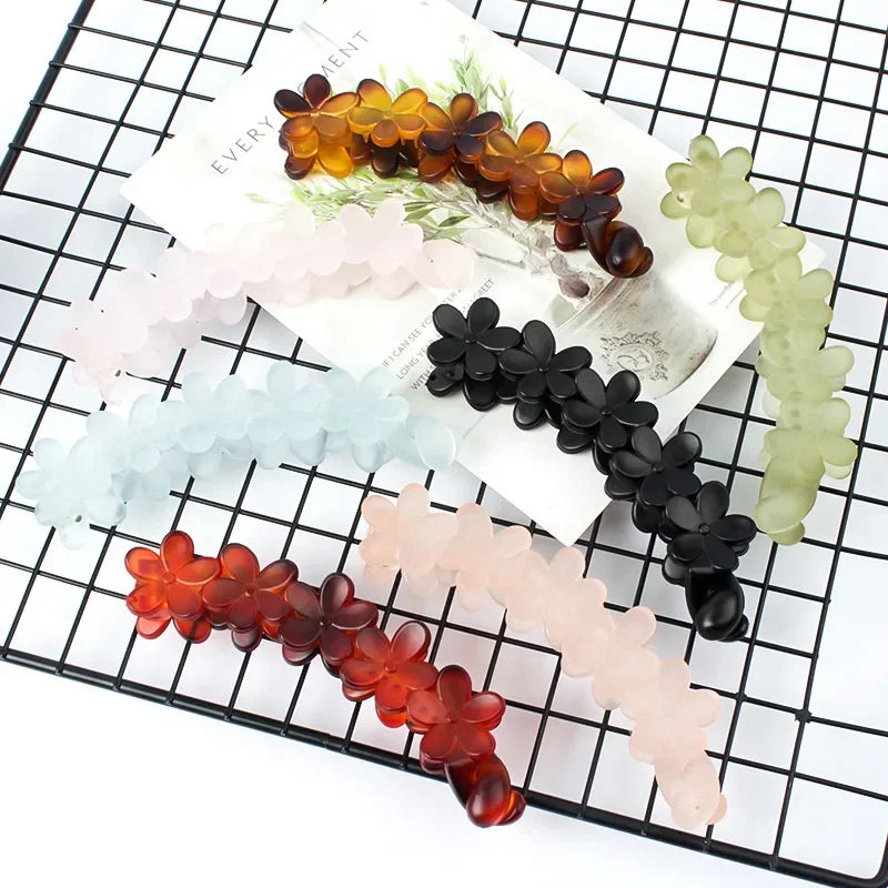 Flower Banana Hairpins Elegant Hair Clips Banana Clips Women Hairgrips Ponytail Barrettes Hair Pins styling Accessories Jewelry