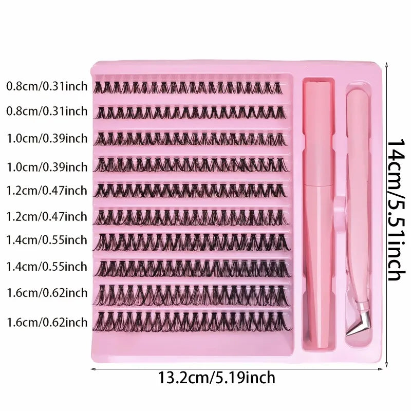 DIY Lash Extension Kit 200pcs Self Grafting D Curling False Eyelash Clusters With Bond And Tweezers Ideal For Easy Makeup