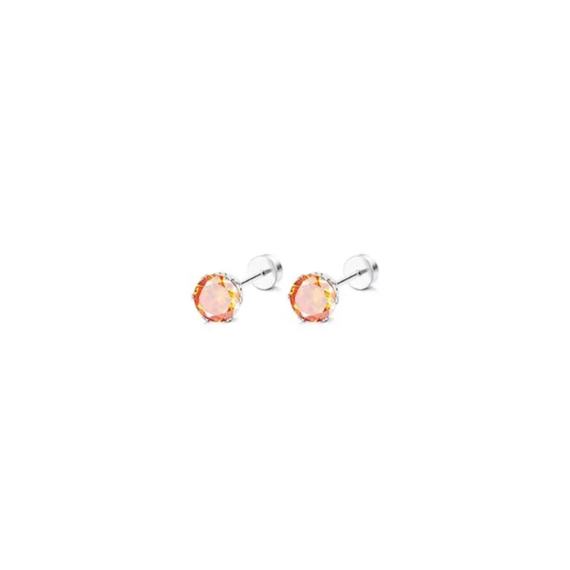 2pcs 20G Hypoallergenic Stud Earrings for Women Men, Stainless Steel Flatback Earrings Cubic Zirconia Earring Piercing Jewelry