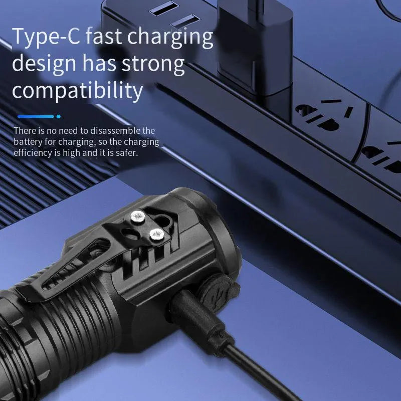 Ultra Bright Mini Torch 3LED Tactical Flashlight | USB Rechargeable Outdoor Light