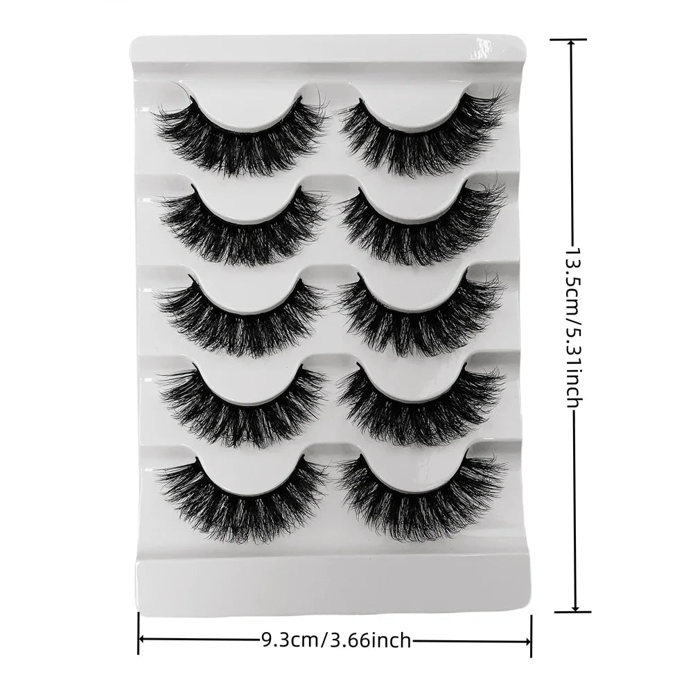 5 Pairs Fluffy Thick Lashes Russian Strip Lashes Faux Mink Fluffy 3D Fake Lashes Makeup Messy False Eyelashes