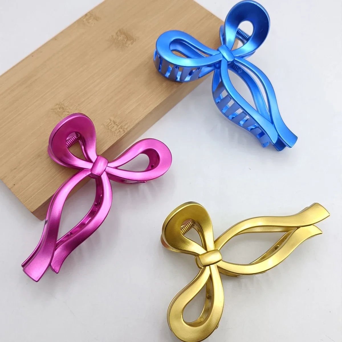 13cm New Elegant Metallic Color Ribbon Bow Hair Clip