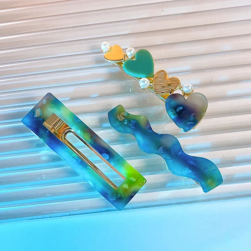 2/3pcs Hairpins Set Geometric Acetate Heart Hair Clips for Women Fashion Jewelry Girls Barrettes Daily Styling Hair Accessories