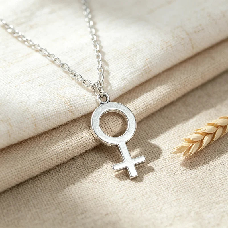 Female Symbol Pendant Necklace - Minimalist Metal Jewelry for Women and Girls