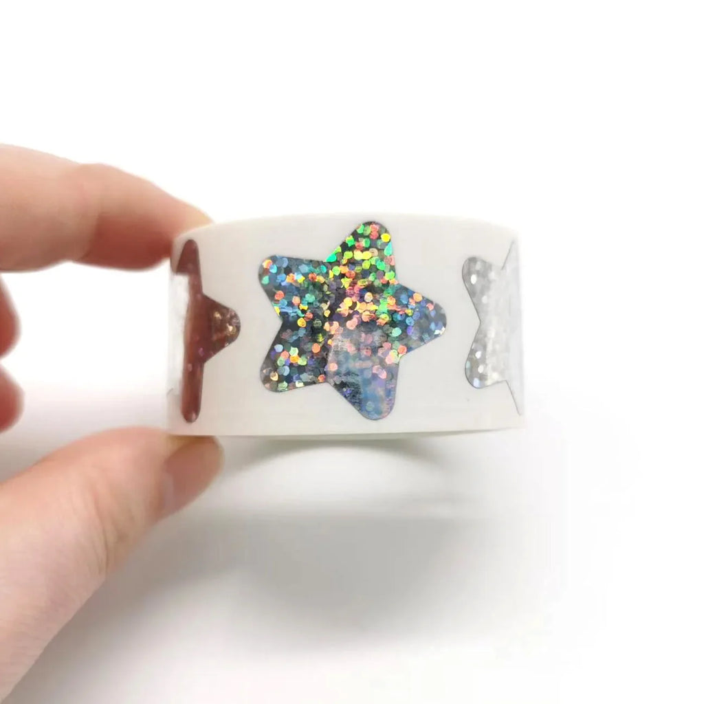 Heart Stickers and Star Stickers Roll | 100-500pcs Thank You Labels for Small Packaging