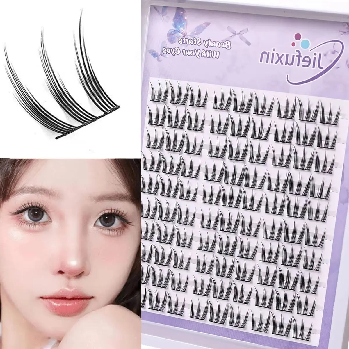 DIY Eyelash Clusters Natural False Eyelashes Extenstions Long-Lasting Cat Paw Cluster Thick Lashes Supplies Make Up