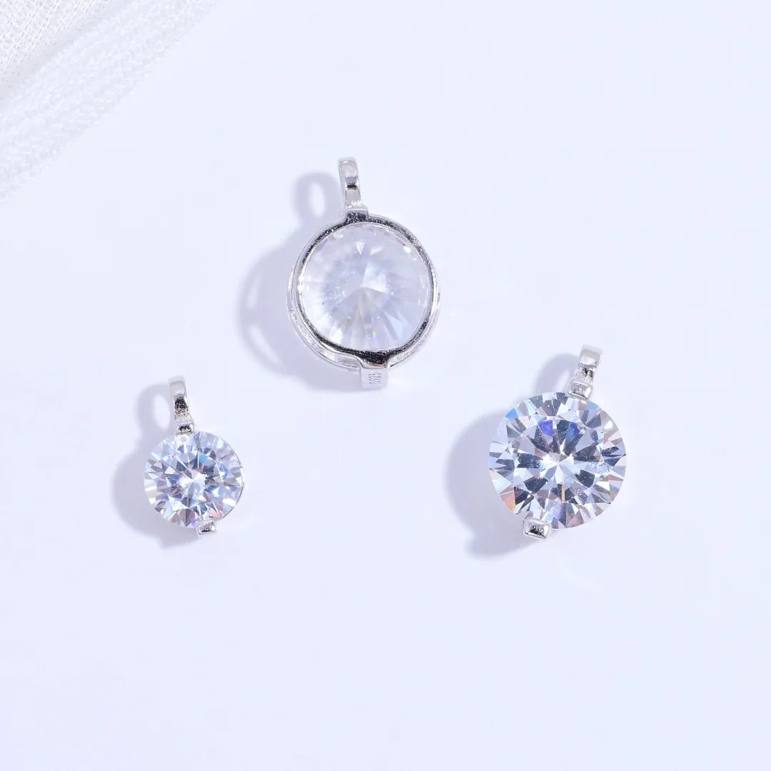 S925 Sterling Silver Inlaid Two-Claw Single Zircon Charm DIY Handmade Bracelet And Necklace Jewelry Accessories SD77