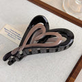 Autumn-Winter Latte Gradient Double-Layer Heart-Shaped Hair Clip Unique Instagram-Style Asymmetrical Back Hair Clip