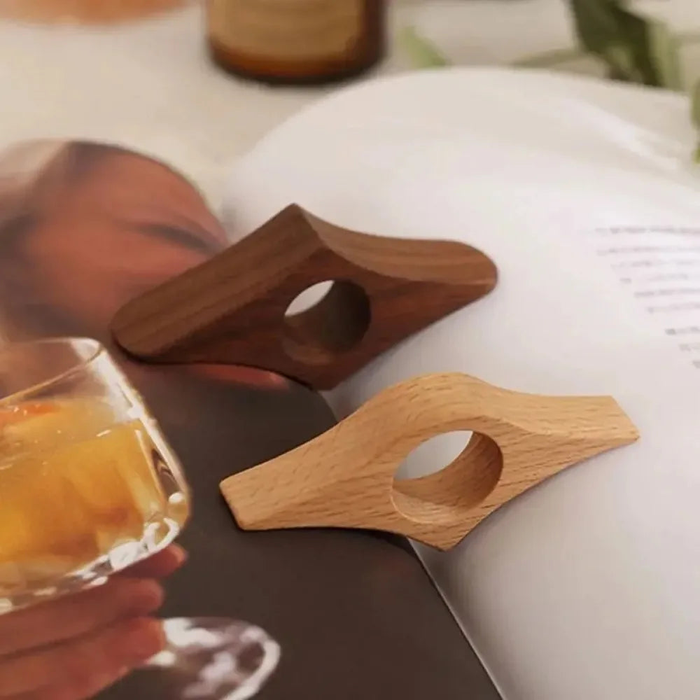 Solid Wood Thumb Book Support Book Page Holder Reading Finger Ring Page Clamp Convenient Bookmark School Office Supplies