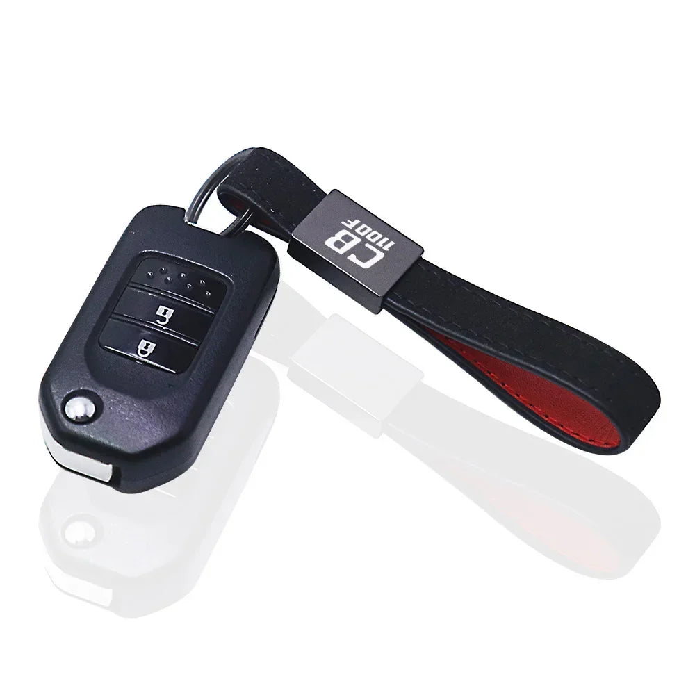 Motorcycle Leather Keychain for Honda CB500F CB500X CB650F CB650R CB750 CB1000R CB1100F CB1300 | Custom Fit Key Ring