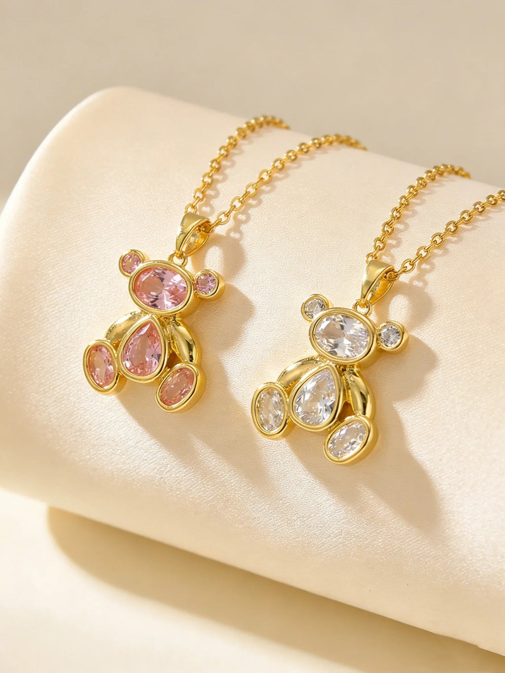Delicate Cute Pink Zircon Bear Pendant Necklace for Women Girl, Stylish Animal Necklace, Exquisite Luxury Jewelry Accessories