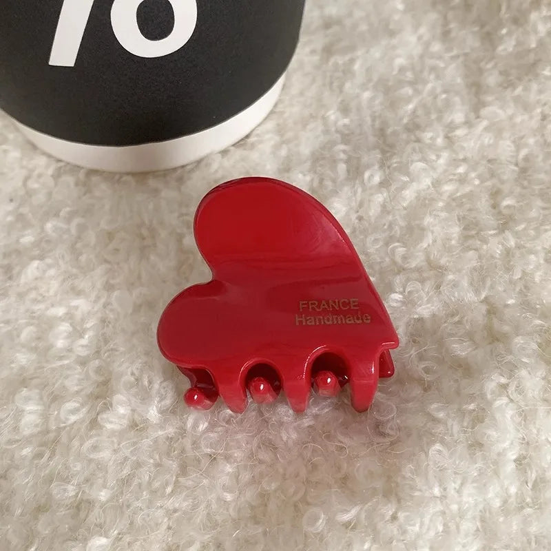 3.5cm Small Heart Shaped Hair Claw, Cute Acetate Mini Hair Crab Clips
