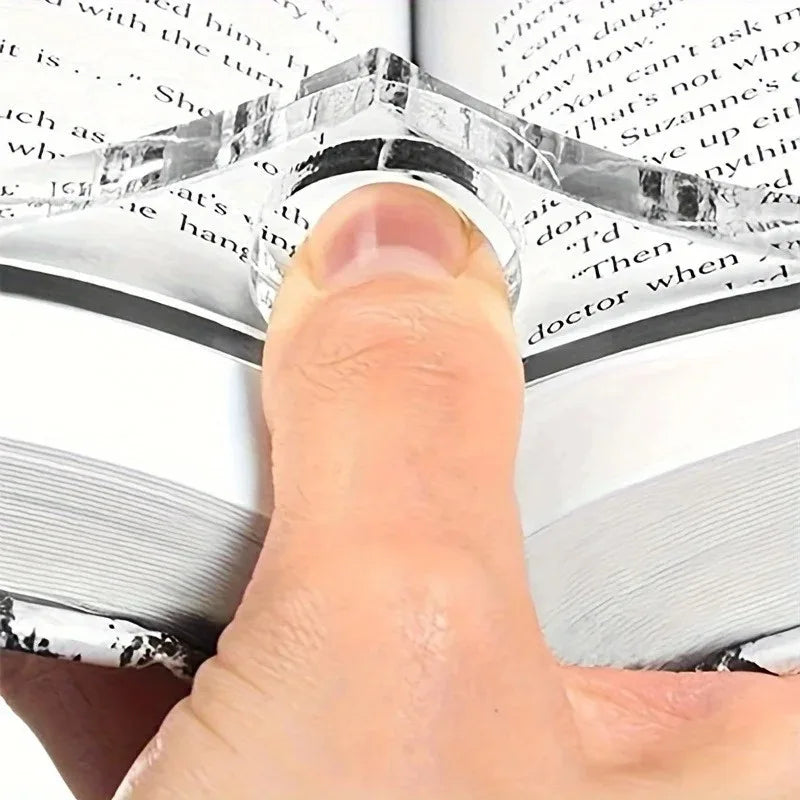 Clear Acrylic Book Page Holder Thumb Reading Helper Reusable Page Spreader Book Holder for Reading Notebook Sheet Fixing