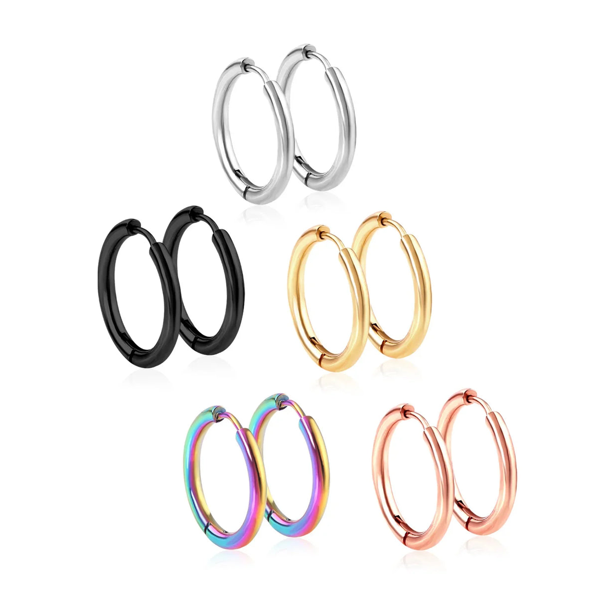 Stainless Steel Hoop Earrings for Women | Hypoallergenic Round Hinged Hoops - 12/14/16mm