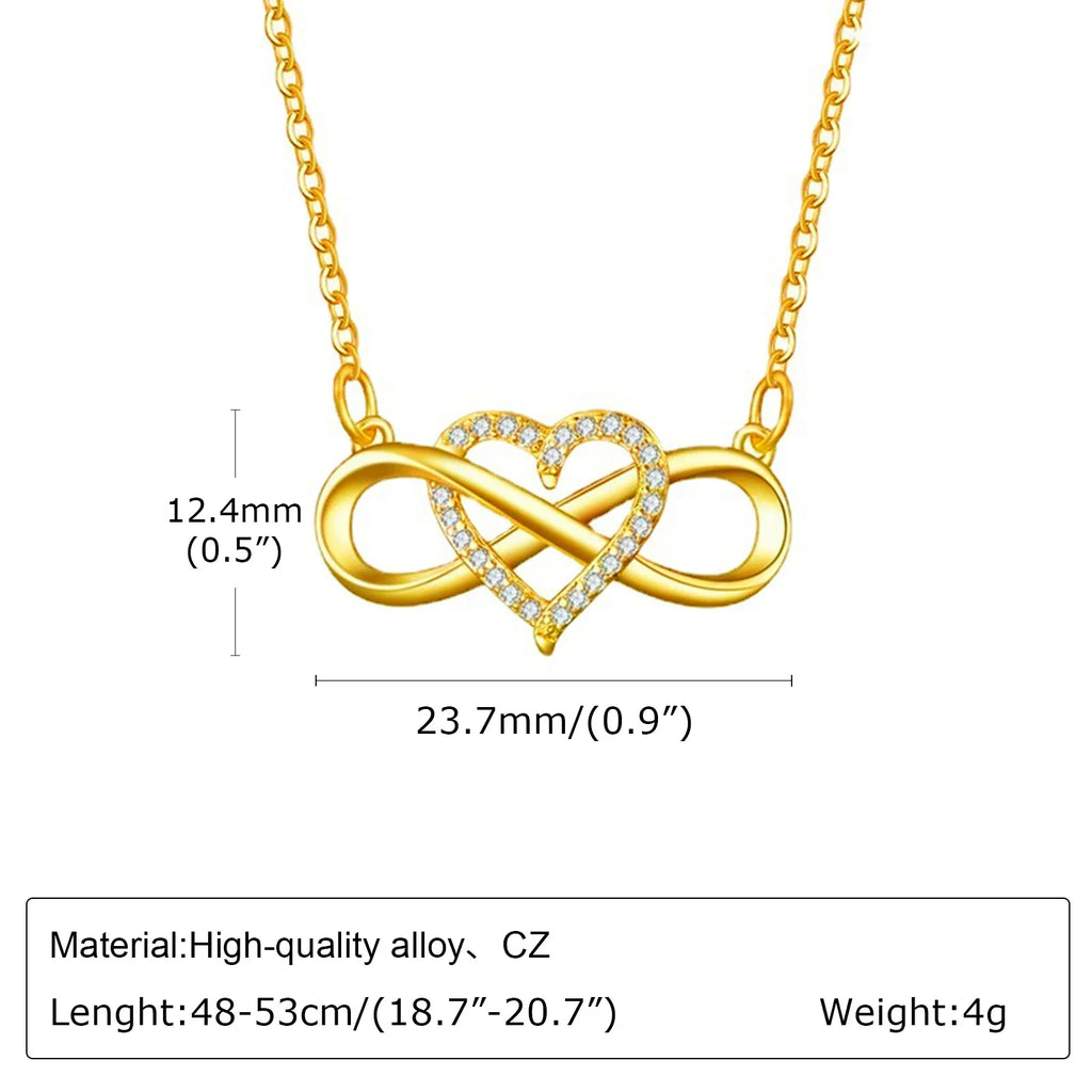 Infinity Heart Necklace for Women with Cubic Zirconia Anniversary Birthday Jewelry Gifts Wife Girlfriend Mom Daughter