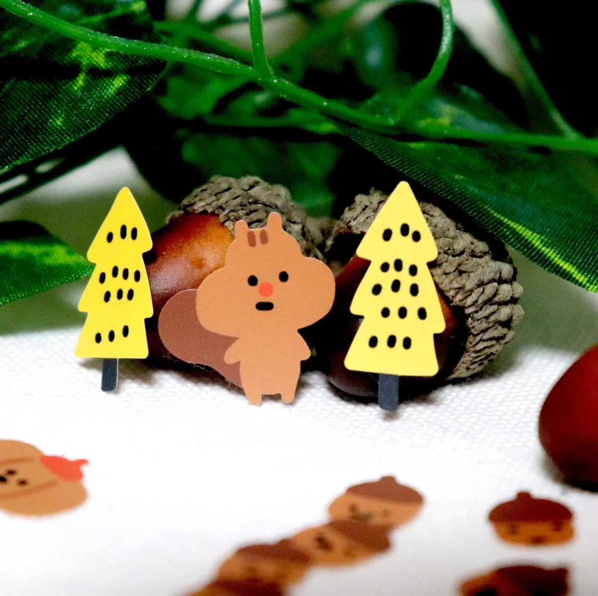 BONITO Kawaii Squirrel Acorn Stickers | Cute Paper Stickers for Scrapbooking and Journaling