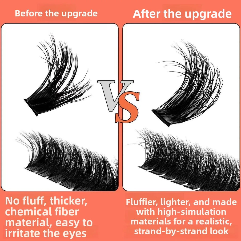 Beginner Friendly 80D-100D Fluffy 8D D Curl Lash Clusters 0.07mm 14-22mm Easy DIY At Home Self-Graft Eyelashes