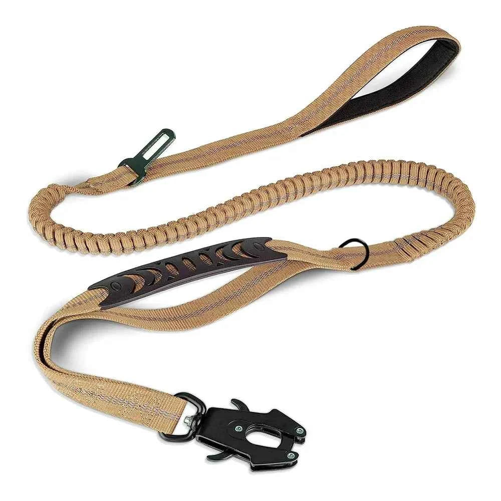 Reflective Tactical Bungee Dog Leash with Seatbelt