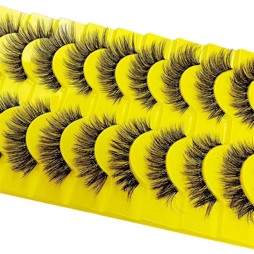10 Pairs Eyelashes Clear Band Natural Wispy Fluffy Lashes Natural Look Russian Strip Lashes 3D Effect Cat Eye Lashes that