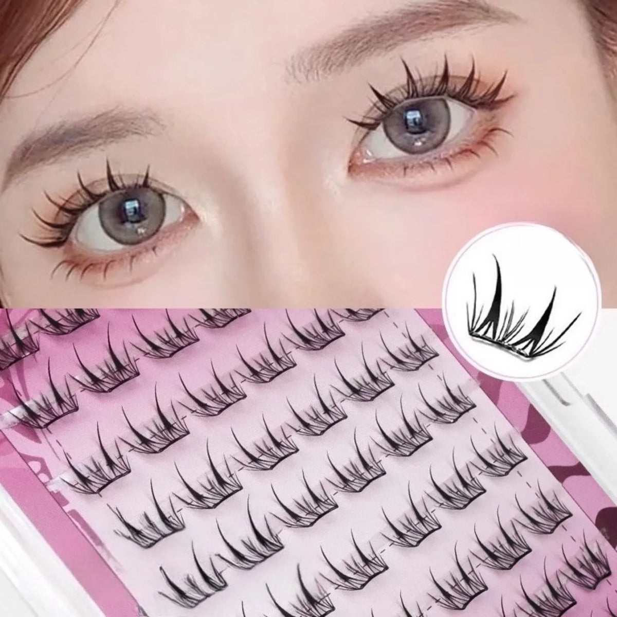 Self Adhesive Cluster Lash Extensions No Glue Needed Fluffy Manga Individual Lashes Reusable False Eyelashes For Daily Makeup