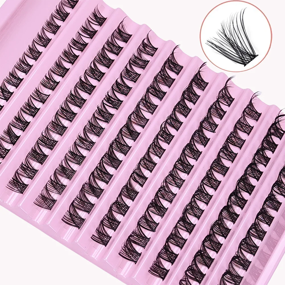 D Curl Mink Individual Cluster Lashes 120Pcs 8-16mm Mixed Size Full Volume Natural DIY Self-Graft Lash Extensions