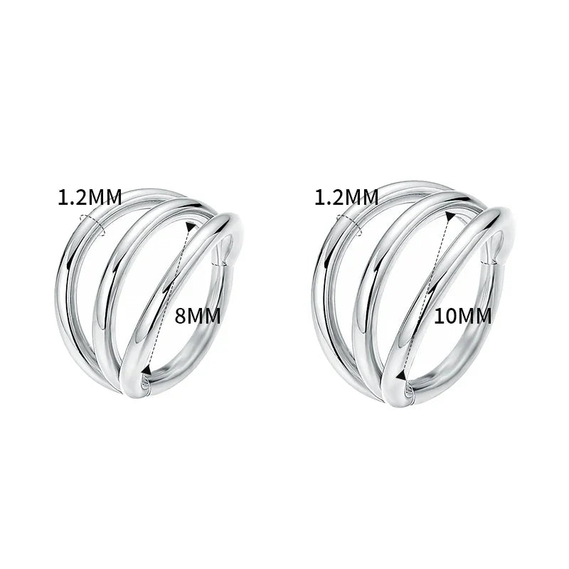 316L Surgical Steel Segment Tragus Helix Cartilage Earring Nose Ring Septum Clicker Conch Three Layers Nostril Piercing Jewelry