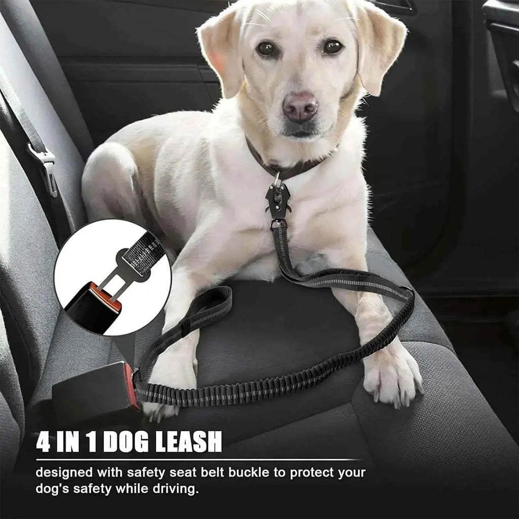 Reflective Tactical Bungee Dog Leash with Seatbelt
