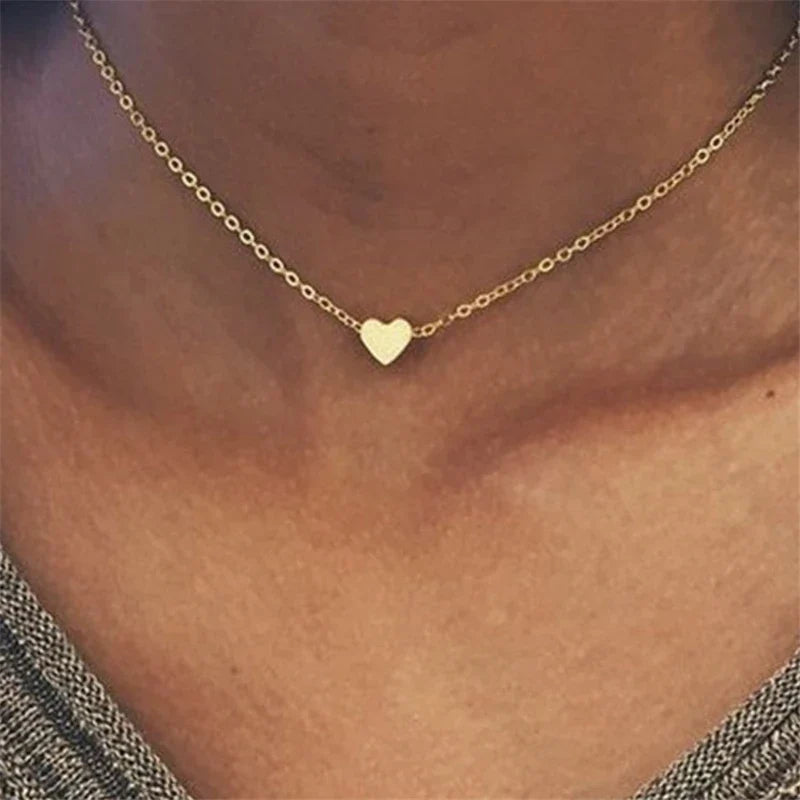 Tiny Heart Necklace for Women | Short Chain Pendant Necklace Gift