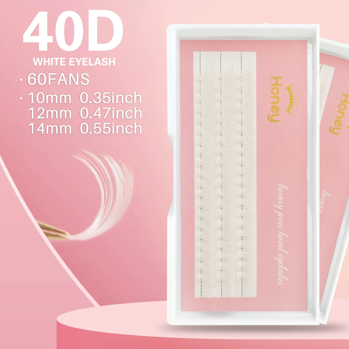 Honey Eyelash 40D White Cluster Eyelash Hot Melt DIY Pure White Wedding Lash Party Makeup Winter Christmas Eyelashes