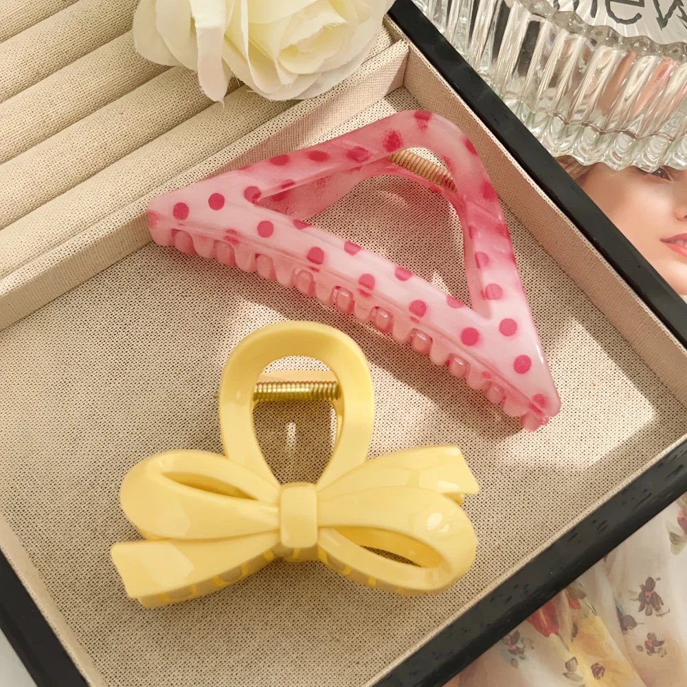 19 Styles Hair Claw Clips for Women Flower Cross Dots Heart Geometric Chic Barrettes Grip Hair Accessories Headwear