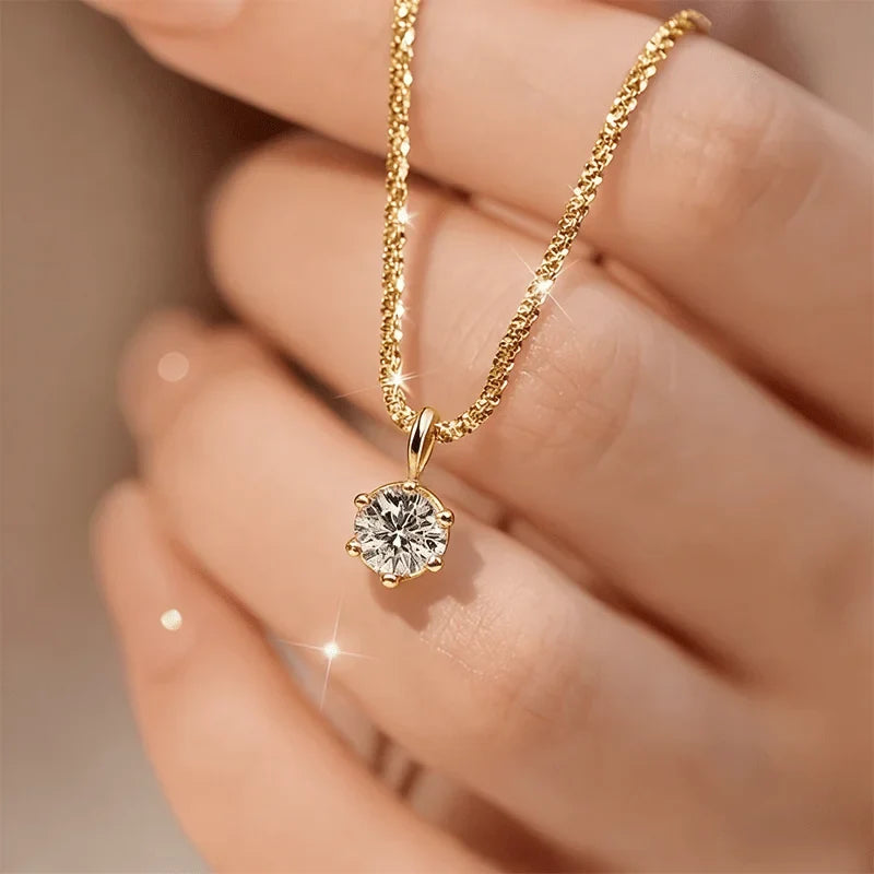 [Shining Protagonist] Synthetic Zirconia Necklace for Women | 316 Stainless Steel Collarbone Chain |Versatile for Daily Banquets