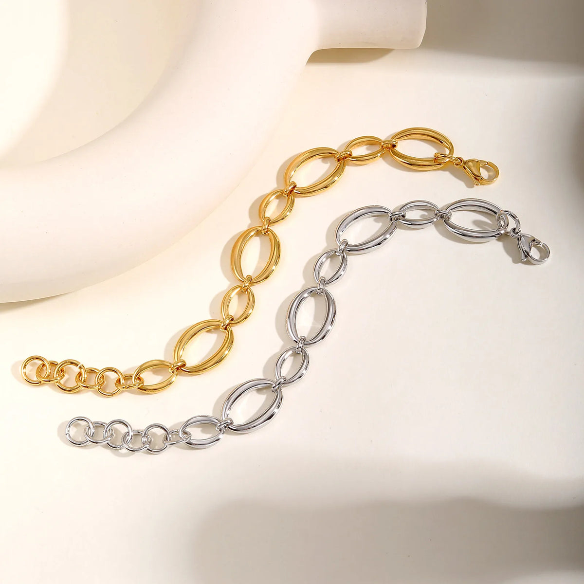Elliptical Chain Bracelet for Women | Handmade Stainless Steel Jewelry