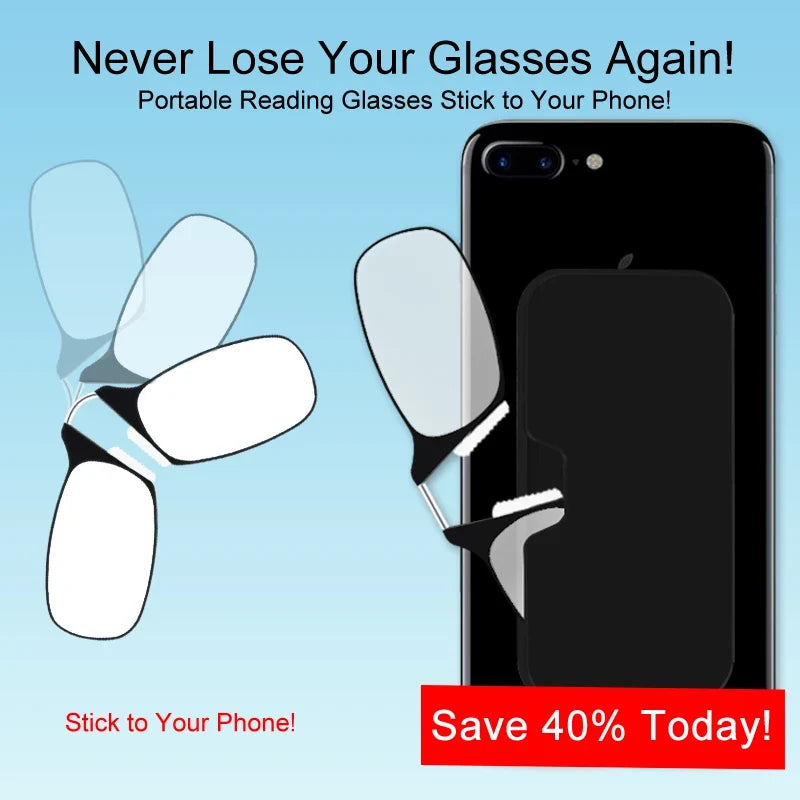 Nose Clip Reading Glasses Man High Quality Men Portable Foam Nose Glasses for Seniors Transparent Eyeglasses with Case