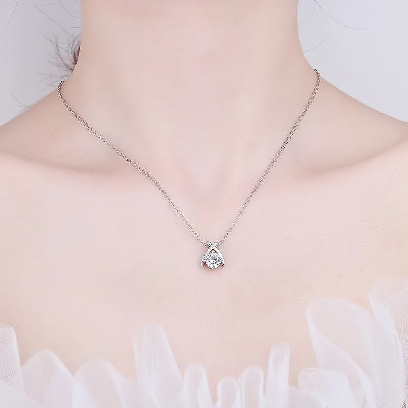 New 925 Silver Necklace Pendant Shining Zircon For Women Sterling-Silver Classics Fashion Wedding Engagement Jewelry Party Gift
