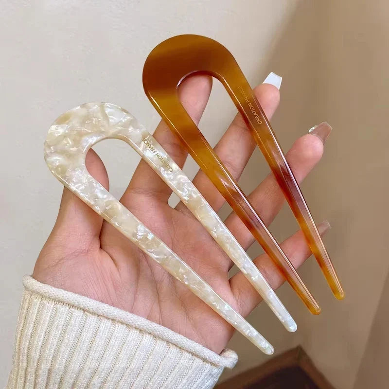 1/2/3/5pcs U-shaped Acrylic Hairpin for Women Elegant Temperament Ponytail Hair Clip Fashion Girl Hairpin