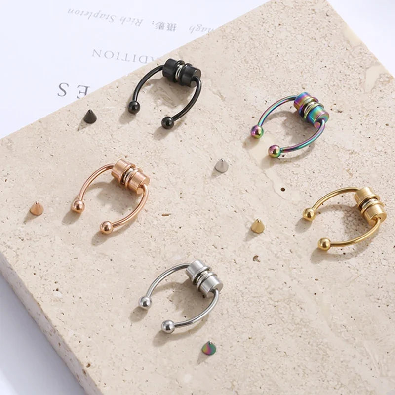 Stainless Steel Magnet Fake Nose Ring Hoop Fake Piercing Hoop Septum Rings For Women Fashion Gothic Rock Body Jewelry Gifts