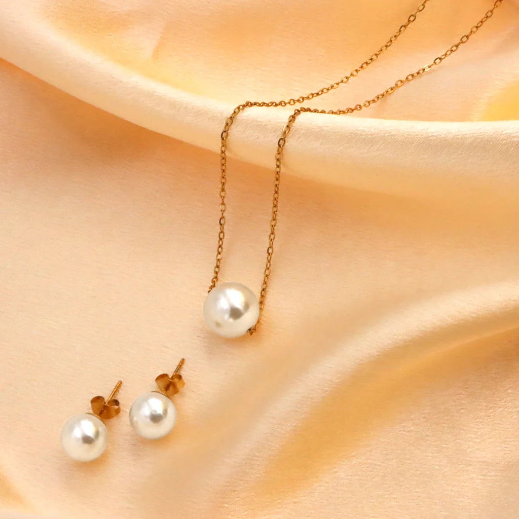 316L Stainless Steel FashionElegant One Pearl Necklace Charms Chain Choker Necklaces & Pendant For Women Jewelry gift