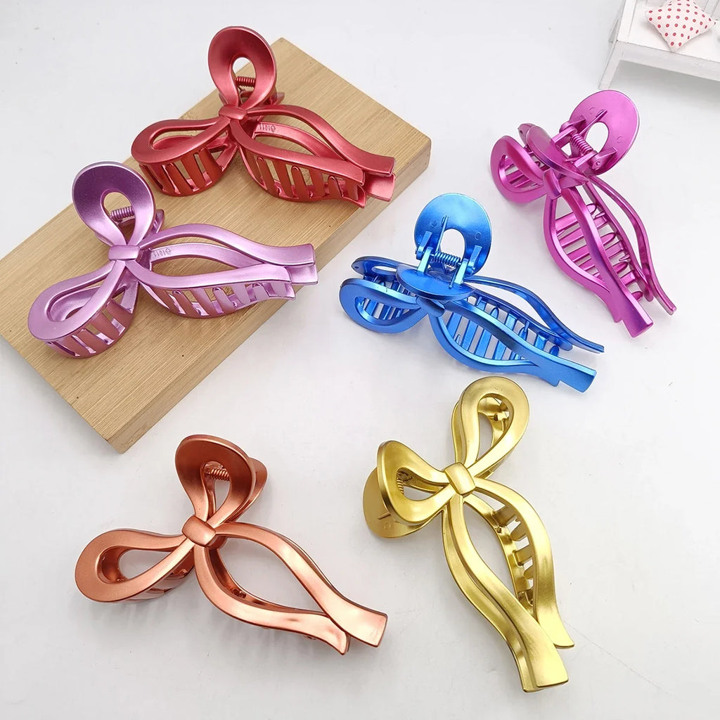 13cm New Elegant Metallic Color Ribbon Bow Hair Clip
