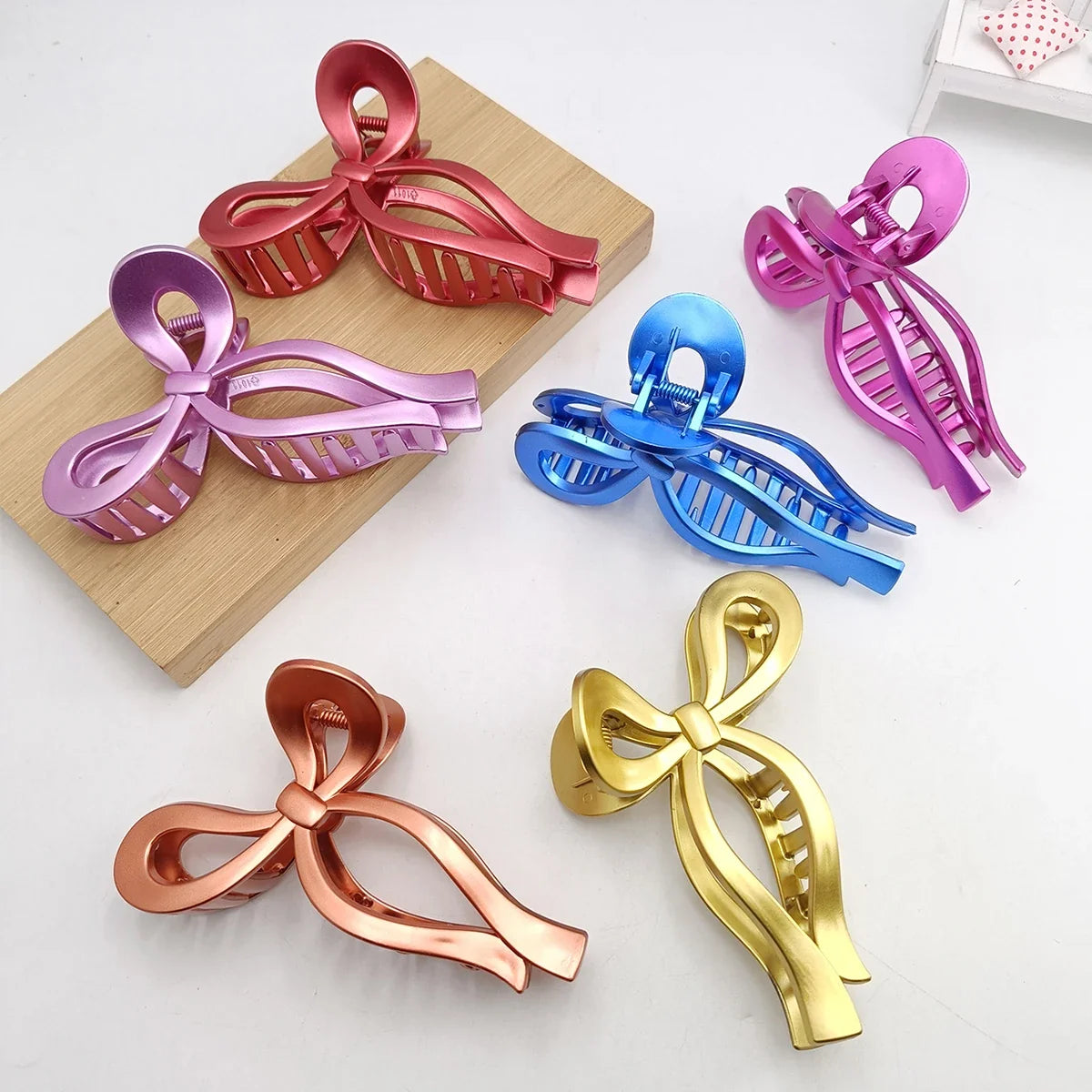 13cm New Elegant Metallic Color Ribbon Bow Hair Clip