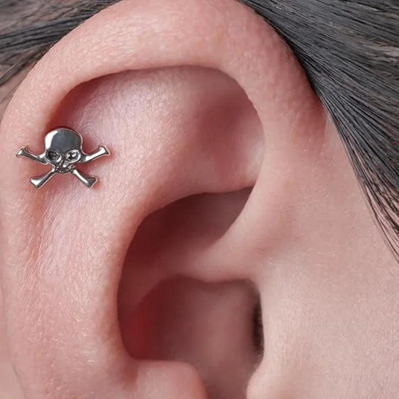 G23 Titanium Cross Lip Piercing 16G Gothic Skull Labret Tragus Helix Cartilage Nose Jewelry Body Piercing Accessory