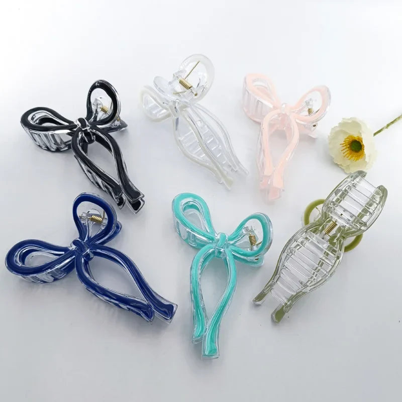 13cm Simple and Versatile Hollow Streamer Bow Ties Oil Dripping Plastic Hair