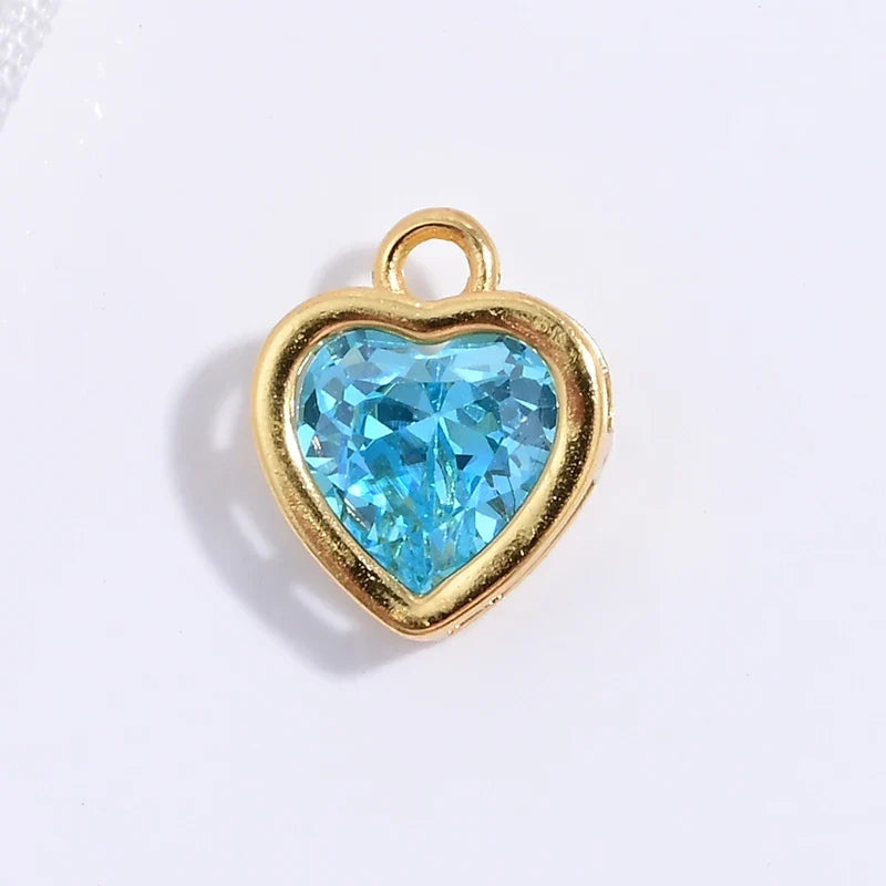 S925 Sterling Silver Heart Blue Crystal Charm DIY Handmade Bracelet Necklace Accessories For Women SD68